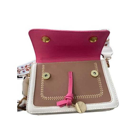 SN & Fashion Colorblock Shoulder Bag Graphic Flap Deauty 1897 Pink White Floral - Picture 3 of 10